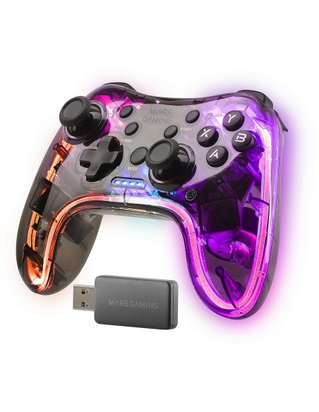 Mars Gaming MGP-24 Gamepad Inalámbrico 2.4GPRO Neon RGB Vibración Háptica Dual Joysticks Analógicos Mando para PC PS3 PS4 PS5 XB