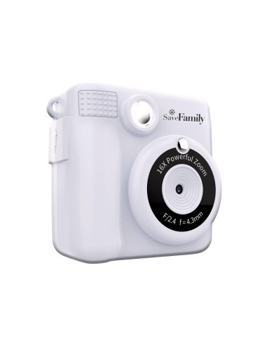 SaveFamily Print Camara de fotos infantil instantánea-Digital Videos Musica Zoom Flash Incluye 2 Rollos de Papel + 400 Fotos BLA