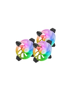 Mars Gaming MF-3AR, Kit 3x Ventiladores 120mm FDB, Aspas Invertidas, Iluminación ARGB 360° Sin Marco, Iluminación Anillo Complet