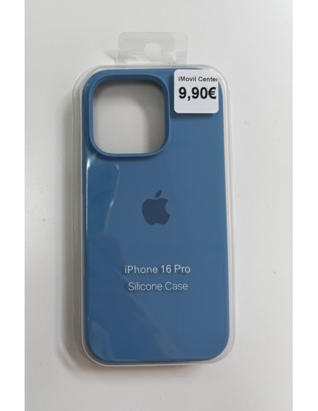 IPHONE 16 PRO FUNDA SILICONE CASE CON LOGO AZUL