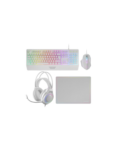 Mars Gaming MCP124PRO, Combo Gaming 4en1, Teclado RGB H-Mech con Reposamuñecas, Ratón RGB 3200DPI y Switches HUANO, Auriculares 