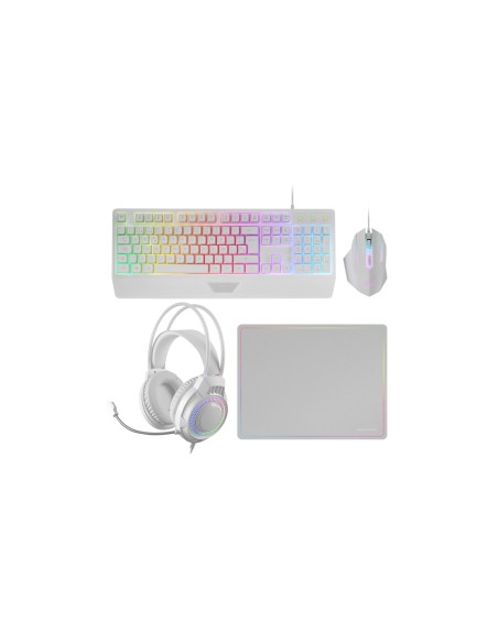 Mars Gaming MCP124PRO, Combo Gaming 4en1, Teclado RGB H-Mech con Reposamuñecas, Ratón RGB 3200DPI y Switches HUANO, Auriculares 