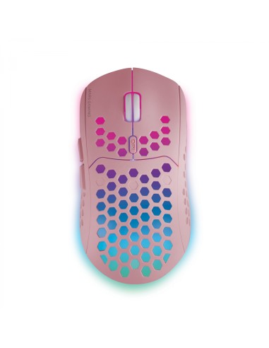 Mars Gaming MMW3P, Ratón Gaming Inalámbrico, RGB Flow, Ultraligero 79g, 3200DPI, Rosa