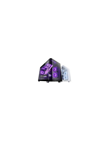 Mars Gaming MC-FUSIONM, Caja Gaming Micro-ATX, Ventana Lateral y Frontal Curvo de Cristal Templado Continuo, Minitorre PC Doble 