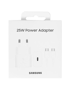 CARGADOR SAMSUNG 25W ADAPTADOR + CABLE USB-C A USB-C BLANCO