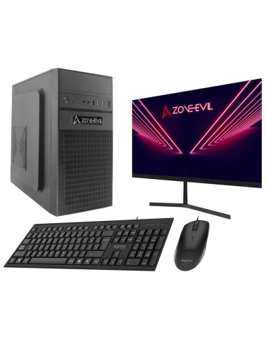 Zone Evil Core Work Intel Core i3 14100/16GB/1TB SSD Nvme Negro + Monitor 24 Teclado y ratón