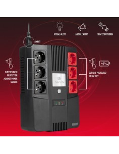 SAI OFFLINE NGS 600VA 360W PROTECCION SOBRECARGAS CORTOCIRCUITO 6XTOMAS SCHUKO AVR BACK BOOST NEGRO FORTRESSBUNKER 2
