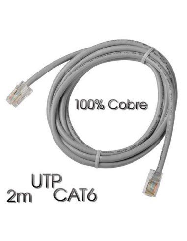 CABLE DE RED UTP CAT6 2 METROS GRIS CLARO 100% COBRE