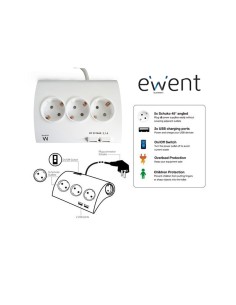 REGLETA EWENT 5 TOMAS SCHUKO 2 USB EW3935