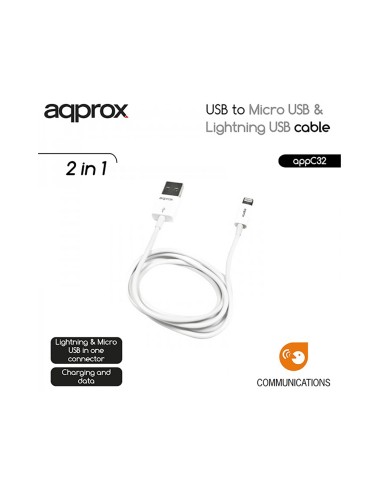 CABLE USB A MICRO USB Y LIGHTNING APPROX APPC32
