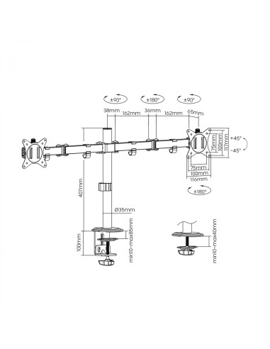 SOPORTE MONITOR EWENT MESA 2 MONITORES 13-27 EW1512