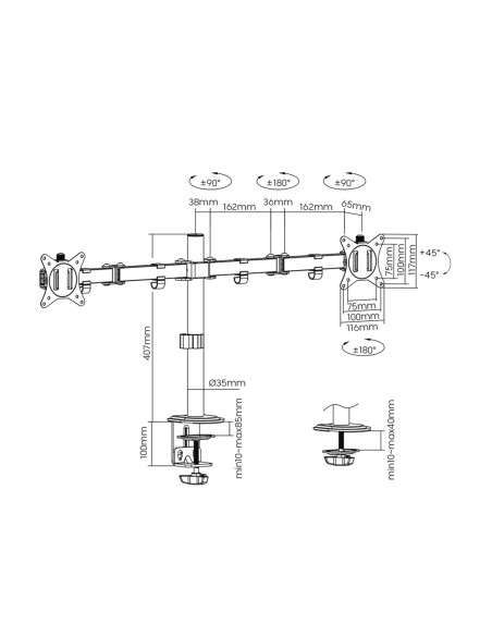 SOPORTE MONITOR EWENT MESA 2 MONITORES 13-27 EW1512