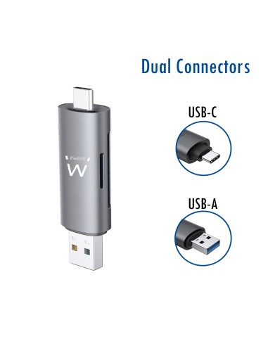 EWENT EW1075 MULTILECTOR TARJETAS USB 3.0 TIPO C/ TIPO A NEGRO