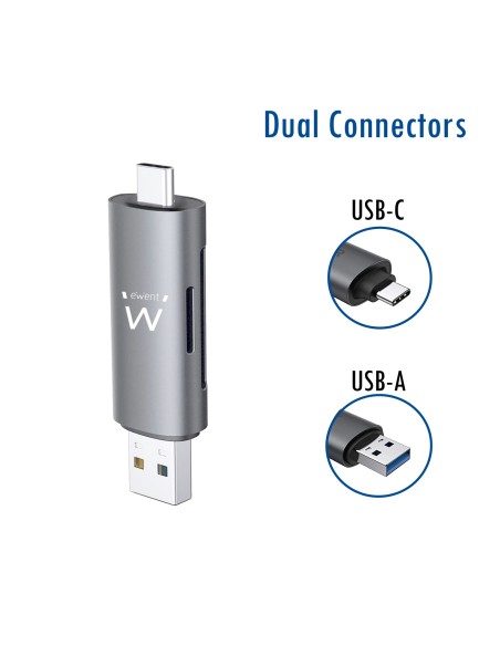 EWENT EW1075 MULTILECTOR TARJETAS USB 3.0 TIPO C/ TIPO A NEGRO