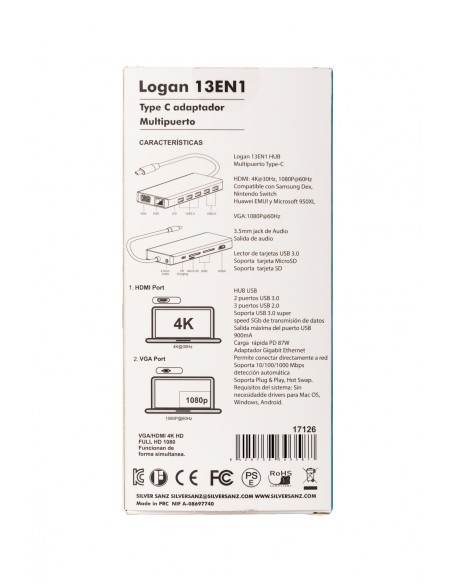 Hub USB-C Logan 13 en 1 8420738303587