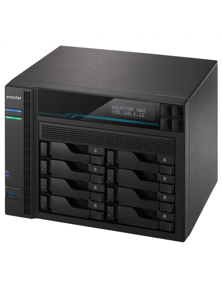 SERVIDOR NAS ASUSTOR 8 BAHIAS ATOM C3538 QUAD CORE DENVERTON 2.1GHZ 8GB 2X2.5GBE 2X10GBE RAID 0.1 JBOD SATA6GB USB 3.0 AS6508T