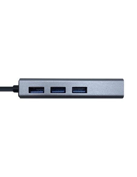 HUB USB AISENS CONECTORES 1X USB TIPO-C MACHO A 3X USB-A HEMBRA + ADAPTADOR LAN RJ45 CABLE 15CM GRIS A109-0396