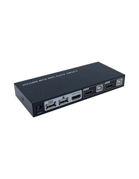 KVM AISENS 2 ORDENADORES CON UN SOLO TECLADO RATON MONITOR CABLES INCLUIDOS 2X HDMI+ 2X USB FUENTE DE ALIMENTACION NEGRO A111-04