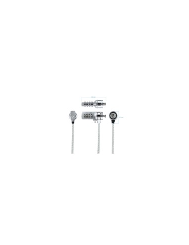 Cable de seguridad tooq con combinacion para portatiles 1.5m plata TQCLKC0015