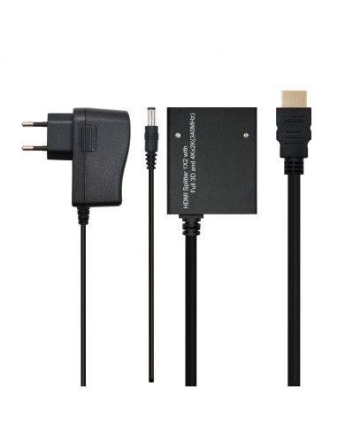 Splitter hdmi 1x2 con alimentacion nanocable 50cm negro 10.25.3502