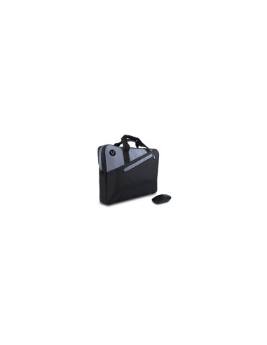 Maletin + raton inalambrico monray para portatiles hasta 15.6p 2 compartimientos raton 1000dpi 3 botones negro gris MASTERKITBLA