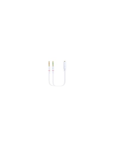 Cable adaptador nanocable audio Jack 3.5 hembra de 4 pines a 2 Jack 3.5 macho de 3 pines blanco 10.24.1203