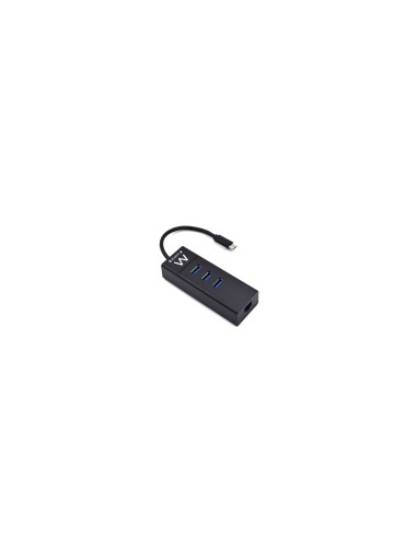 Hub ewent 3 puertos usb 3.1 Ttpo -c 5000 Mbit/s con 1 puerto de red gigabit negro EW1141