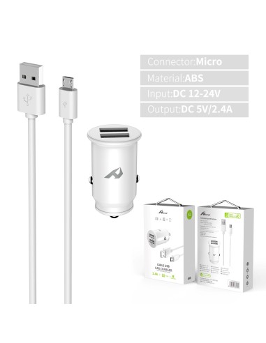 Home Serie Enjoy YCC-01M Adaptador de coche USB. 2 USB x 5V/2.4A con cable Micro USBÂ 