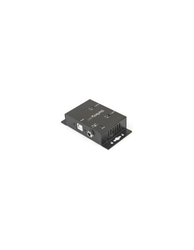 StarTech.com Concentrador Hub Industrial de 2 Puertos Serie Serial RS232 a USB 2.0 Type-B Montaje Riel DIN Pared Negro