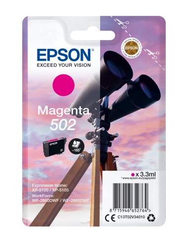 Cartucho Epson Singlepack Magenta 502 Ink C13T02V34020