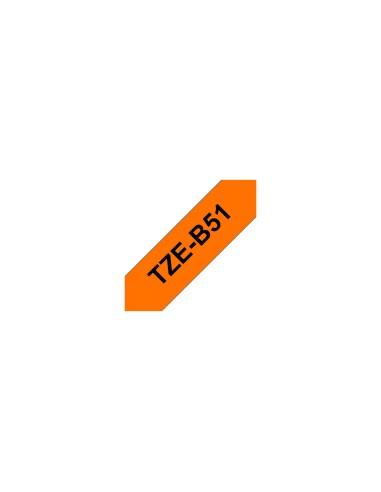 Cinta para impresora de etiquetas brother negro sobre naranja fluorescente 5m TZeB51
