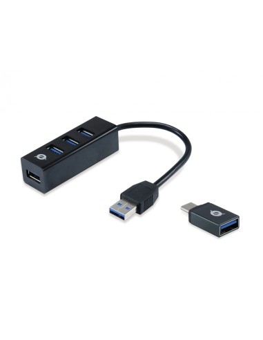 Conceptronic HUBBIES04B Hub usb 3.2 Gen 1 (3.1 Gen 1) tipo-A 4puertos 5000 Mbit/s negro