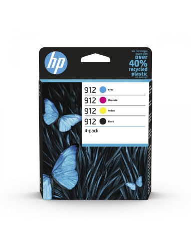 HP 912 CMYK Cartucho 4 pieza(s) Original Rendimiento estándar Negro, Cian, Magenta, Amarillo