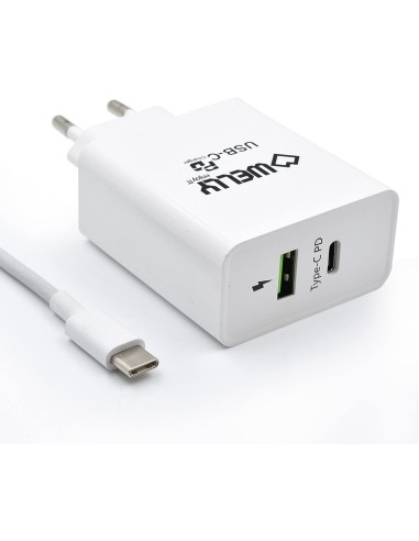 Cargador de pared welly enjoy usb tipo-c pd con carga rapida 3.0 36w blanco WY11100