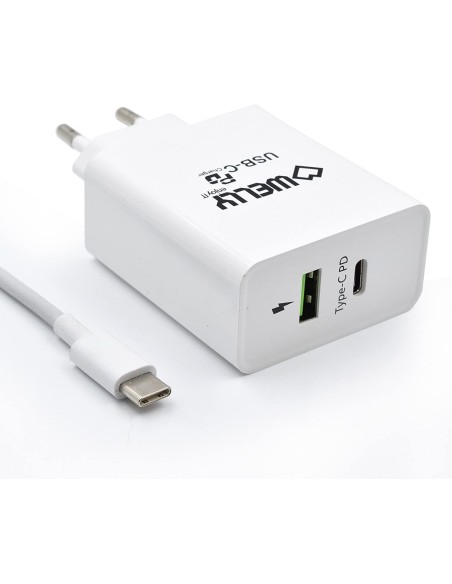 Cargador de pared welly enjoy usb tipo-c pd con carga rapida 3.0 36w blanco WY11100
