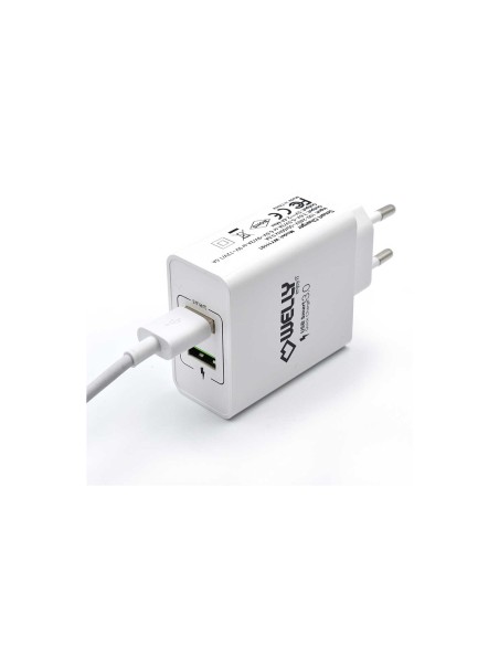 Cargador de pared welly enjoy de dos puertos con carga rapida 3.0 30w blanco WY11101