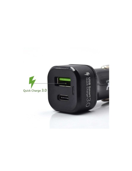 Cargador de coche welly enjoy usb tipo-c con carga rapida 3.0 negro WY11000