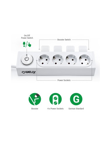Welly Enjoy IT Regleta WY13160 4 salidas Schuko 16A con Booster Switch