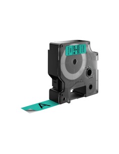Dymo D1 Etiquetas estandar negro sobre verde 19mm x 7m poliester