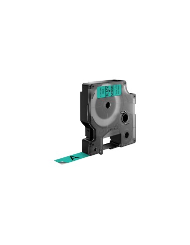 Dymo D1 Etiquetas estandar negro sobre verde 12mm x 7m poliester