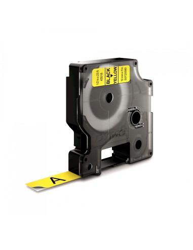 Dymo D1 Etiquetas estandar negro sobre amarillo 12mm x 7m poliester