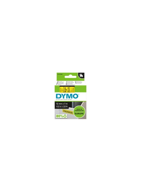 Dymo D1 Etiquetas estandar negro sobre amarillo 12mm x 7m poliester