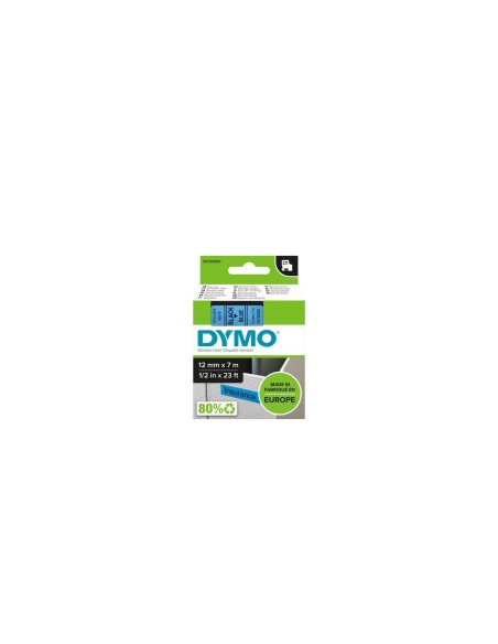 Dymo D1 Etiquetas estandar negro sobre azul 12mm x 7m poliester
