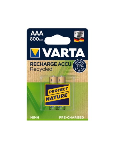 Varta blister de 2 pilas recargables AAA recycled 800mah oro verde