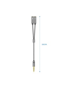 Aisens Adaptador audio Jack 3.5 4pines Macho a 2xjack 3.5 3pines Hembra 0.25m gris 2