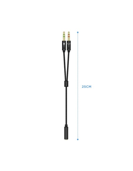 Aisens Adaptador Jack 3.5 4pines Hembra a 2xjack 3.5 3pines Macho 0.25m negro