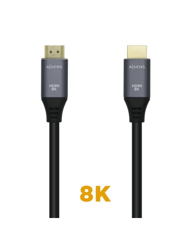 AISENS Cable HDMI V2.1 Ultra Alta Velocidad / HEC 8k@60Hz 48Gbps, A/M-A/M, 0,5 m Gris/Negro