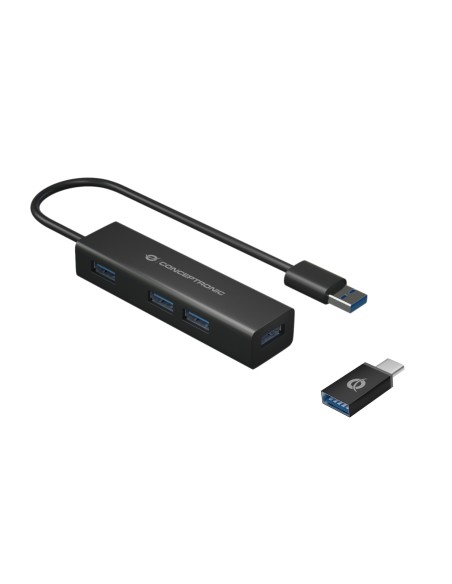 CONCEPTRONIC HUB de interfaz USB 3.2 Gen 1 (3.1 Gen 1) Type-A 5000 Mbit/s Negro
