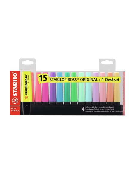 STABILO Boss Original marcador 15 pieza(s) Punta de cincel Multicolor