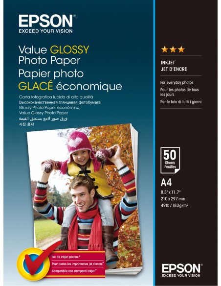 Epson Value Glossy Papel fotografico A4 50 Hojas